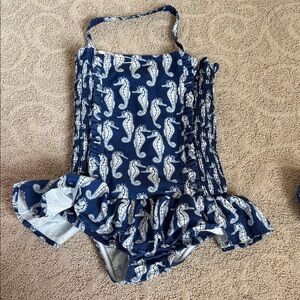 Rachel Riley Blue and White Kids Swim One Piece